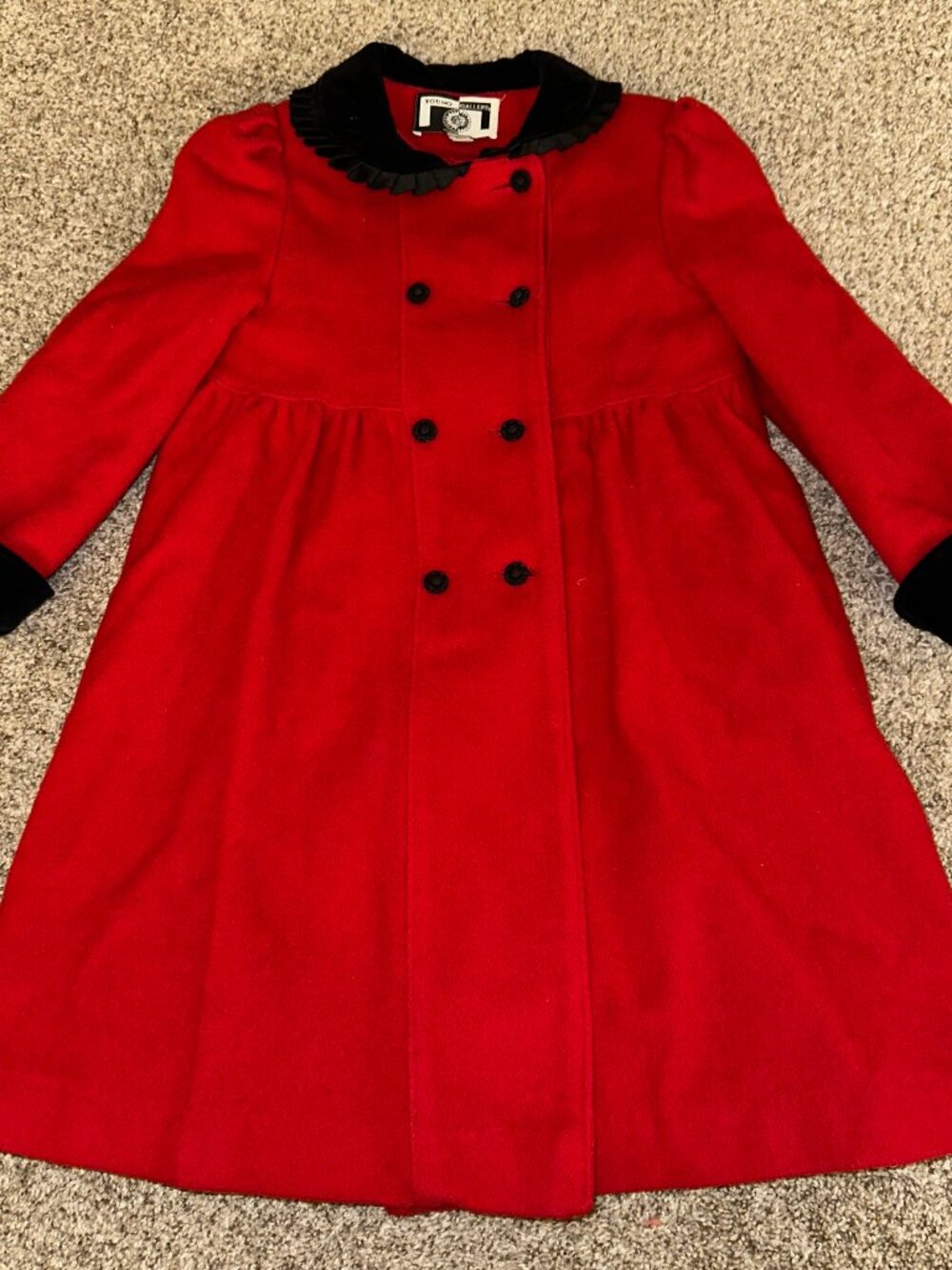 6X Young Gallery Red/Black Faux Wool Double Breasted Swing Style Coat VTG 90s